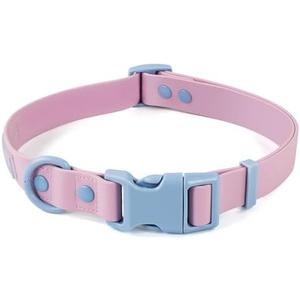 Wolfone Waterproof Dog Collar with Quick Release Buckle， Cute Adjustable Collar for Dogs Comfort Sturdy Durable Odor Proof Easy Care（Sweet Lilac 37.5-55cm）