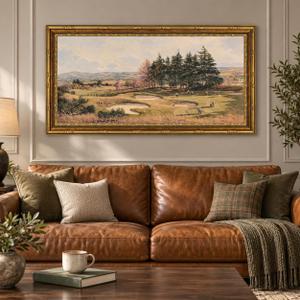 Framed Large Vintage Farmhouse Country Golf Course Canvas Wall Art 24×48 in