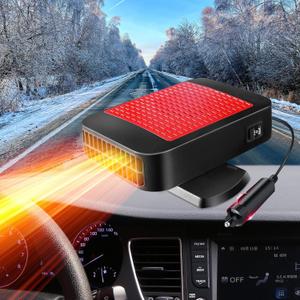 Car Heater,12V 200W Portable Fast Heating Defroster Automobile Windshield Fast Heaters Car Heater That Plugs into Cigarette Lighter for Car, SUV, Trucks (Red Black)