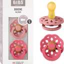 Bibs Pacifiers 0-6 Months | Boheme Collection 2-Pack | BPA-Free Round Nipple | Made in Denmark | Dusty Pink/Coral Color Pacifier
