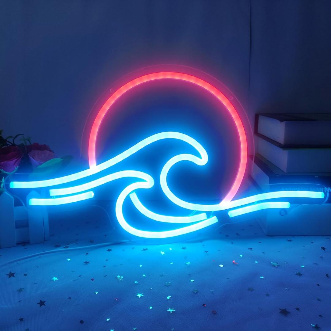 Sunrise Sunset Neon Sign Dimmable Wave Tropical Sunrise Ocean Neon Sign Surf Room Decor for Living Room Bedroom Office Bar Birthday Party Christmas (Ice blue, Red) Sunrise Sunset Neon Sign Dimmable Wave Tropical Sunrise Ocean Neon Sign Surf Room Decor for Living Room Bedroom Office Bar Birthday Party Christmas (Ice blue, Red)