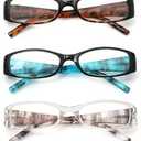 eyeezi 5 Pack Blue Light Blocking Reading Glasses for Women Men, Retro Stylish Spring Hinge UV400 Computer Rectangle Readers2.5 (5 Pack Black), Set of 2