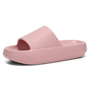 Dirk Slides for Women and Men Sandals Pillow Slippers Shower shoes Cushioned Slides, Pink, 12 Women/ 10 Men