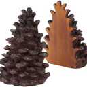 DHUJBFF Pinecone Shaped Resin Book Ends,Rustic Cabin Decor, Decorative Bookends for Home,Office,and Library,Set of 2