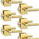 Asidrama 6 Pack Brushed Gold Privacy Door Handles, Door Lever with Door Knobs Indoor for Bedroom or Bathroom, Heavy Duty Door Handles Interior with Locks for Left Right Sided Doors