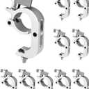 QWORK Lighting Truss Hook Clamp 1.77"-2" (4551mm), 10 Pack 440lbs Load Aluminum Clamp, Knob-Tightened Quick Mount for Stage DJ Event Light Fixtures on Round Truss Tubes
