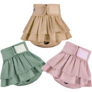 Female Dogs Diapers Belly Bands(3Pack), Washable Reusable Female Skirt Doggy Wraps Panties for Doggie Puppy Pooping Potty Training Incontinence Marking Paal para Perro Medium (Pink,Green,Champaign Gold)