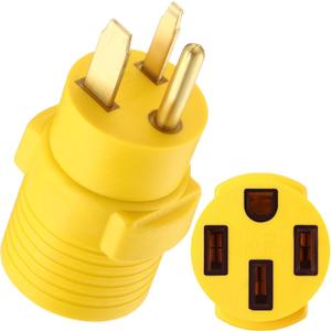 Kanayu EV Charger Adapter Compatible with NEMA 6-50P to 14-50R 50 Amp 3 Prong Welder Plug to 4 Prong Charging Connector, Welder Welding Charger Power Cord Adapter, EV use only, not for RV (Yellow)