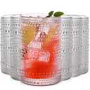 JPPSUJJ Vintage Hobnail Drinking Glasses Set of 6,15 oz Highball Glasses,Water Glasses Cups,Kitchen Glasses for Cocktail,Iced Coffee,Beer,Ice Tea,Wine,Whiskey,Water
