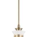 Kichler Laria 1-Light Pendant, Updated Traditional Light, Sloped Ceiling Compatible, for Kitchen with Opal Glass in Champagne Bronze (23.5" x 14"), 52777CPZ