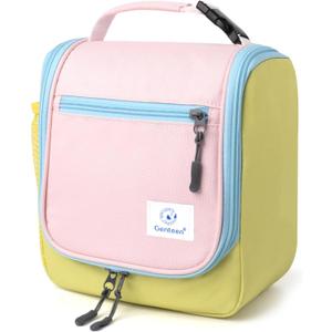 Genteen Kids Lunch Box, Insulated Lunch Bag for Kids, Toddler, Girl, and Boy; Holds Lunch Box, Water Bottle, & Snacks; Easy-Clean Water-Resistant Fabric & Multiple Zippered Pockets (Yellow Blue)