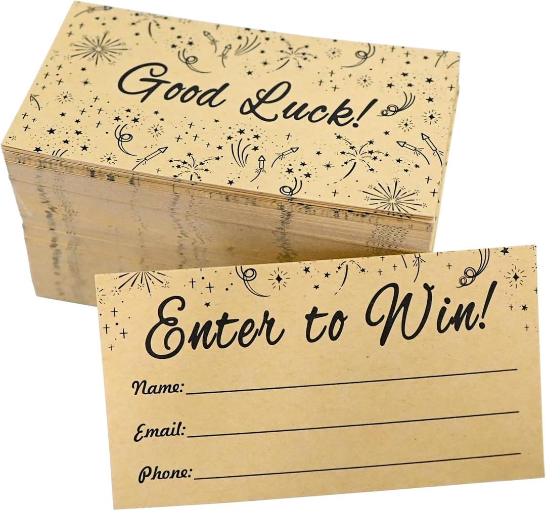 L LIKED 500 Raffle Tickets 3.5 x2 Inch Kraft Paper Enter to Win Entry Form Cards for Carnivals, Raffles, Fairs, Ballot Box, Raffle Drum-with Space for Name, Email Address Phone Number (Brown)
