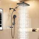 Veken 11.8" Rain Shower Head with Handheld, High Pressure Handheld Shower Heads with Multi Spray Modes, Rainfall Combo with 15" Metal Extension Arm,Detachable Dual Shower, Long 6 ft. Hose,Matte Black (11.8 Inch(Upgraded) +22% Mixed Mode Flow)