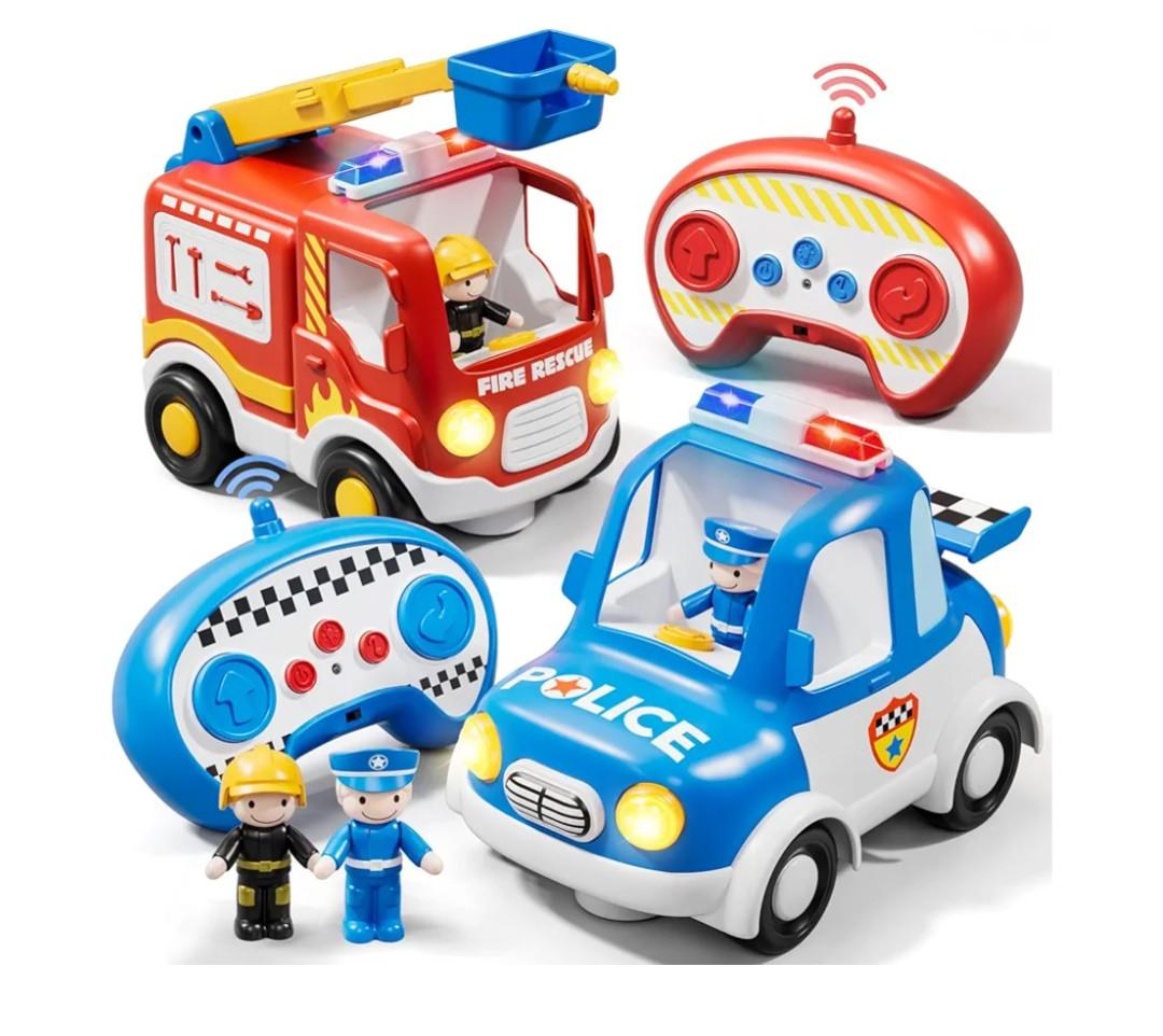 Lehoo Castle Remote Control Car for Toddlers, Fire Trucks for Toddlers 3-5, Remote Control Police Car Toy with Sounds & Lights, Toys for 3+ Year Old Boys, Gifts for 3 4 5 Year Old Boys Girls