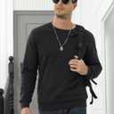 MAGCOMSEN Men's Sherpa Lined Sweatshirts Fleece Pullover Basic Tops Warm Crewneck Winter Sweatshirt X-Large, Black