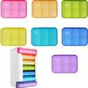 7 Piece Set Pill Organizer 6 Times a Day, Weekly Pill Case, Pill Organizer with Labels, Travel Pill Dispenser 7 Day with 42 Compartments for Medication/Vitamin/Fish Oil/Supplements - Rainbow Colors