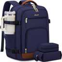 LOVEVOOK Travel Backpack For Women Flight Approved, 40L Large Carry On Backpack, Personal Item Travel Bag for Airplanes, Business 17 Inch Laptop Backpack, Weekender Overnight Daypack, With 2 Cubes (Dark Blue-brown)