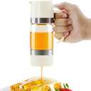 Aelga Honey Dispenser, Honey Dispenser No Drip 9 oz Glass Honey Jar with Handle & Base, Easy Pour Syrup Dispenser, No-Mess for Coffee, Tea, Waffles & Desserts, White