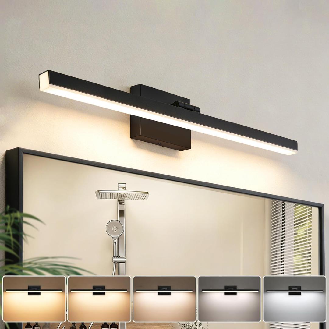 IZORRO Modern Bathroom Vanity Light 32 inch, Rotatable, 24W Dimmable Led Bathroom Light Fixture Over Mirror, Black Vanity Light Bar (5 Color Temperature)
