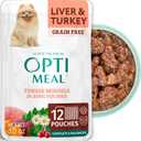 Optimeal Wet Dog Food Pouches - Grain Free Liver & Turkey Recipe, High Protein, Tender Morsels in Aspic Made with Natural Ingredients for Adult Dogs, Premium Nutrition - 3 oz, Pack of 12, Best Before: 07/NOV/2026