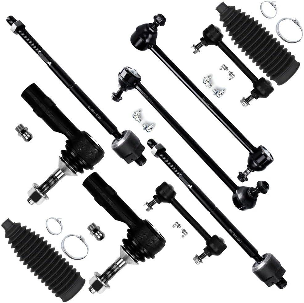 SCITOO 10pcs Outer Inner Tie Rod End w/Boot Sway Bar Link Kit for 2005-2007 for Ford Five Hundred Freestyle 2008-2009 for Ford Taurus Taurus X for Mercury Montego for Mercury Sable