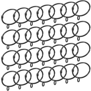 uxcell 28 PCS Openable Curtain Rings Metal Eyelet Hangers Ring 1.5 Inch Interior Diameter for Drapery Curtain Rods Black