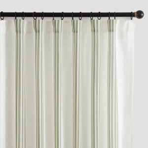 jinchan Striped Linen Blend Curtains 84 Inches Long for Living Room Sage Green Stripe Rod Pocket Semi Sheer Light Filtering Drapes for Bedroom Farmhouse Curtain Set 2 Panels (50"W x 84"L (Pack of 2),  Balanced Stripe Sage Green)