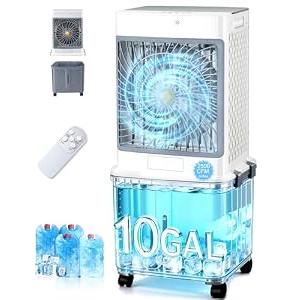 Portable Air Conditioners,Swamp Cooler Evaporative Air Cooler 2026 Upgraded Windowless with 10GAL Detachable Tank,120° Oscillation,Ultra Quiet,Timer,Remote,Cooling Fan for Apartment Garage