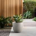 Kante 18 Inch Dia Round Concrete Planter, Indoor Outdoor Large Plant Pot with Drainage Hole and Rubber Plug for Home Patio Garden, Buff Concrete
