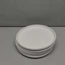 HAPPY KIT Ceramic 8 inch Dinner Plates, Dessert Plates Set, Thick-Rim Salad Plates Set of 6, Kitchen Flat Plates for Salad, Dessert and Appetizer, Microwave, Oven and Dishwasher Safe, White