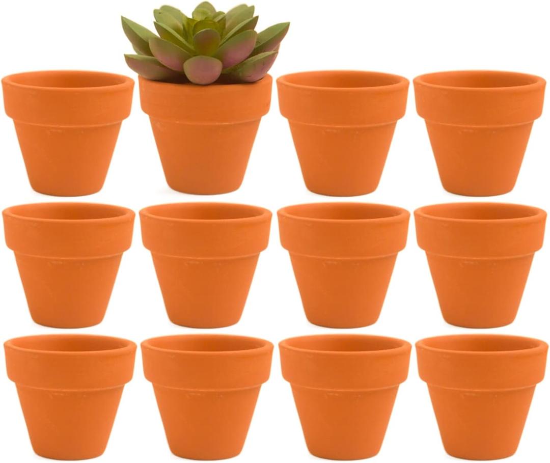 Mini Terracotta Clay Flower Pots 2 inch with Drainage Holes for for Tiny Cactus Herb lithop,Small Succulent Planter Nursery Plant Pot for Home Garden Table DIY Hand Craft Gift Decoration-12 Pack