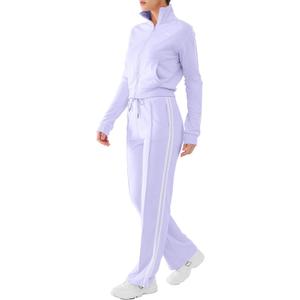 DITOK Track Suits for Women Set 2 Piece Spring Lounge Outfits Zip Up Sweatshirt & Sweatpants with Pocket Jogger Sweatsuits (Purple, L)