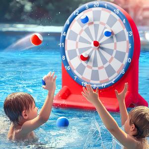 Funscape Kids Fun Pool Toys, Inflatable Dart Board Toss Water Game, Swimming Pool Floats, Beach Yard Outdoor Ball Play, Summer Party Birthday Gift 3 4 5 6 7 8 9 12 Yrs Boys Girls Teen Adult Family-Red