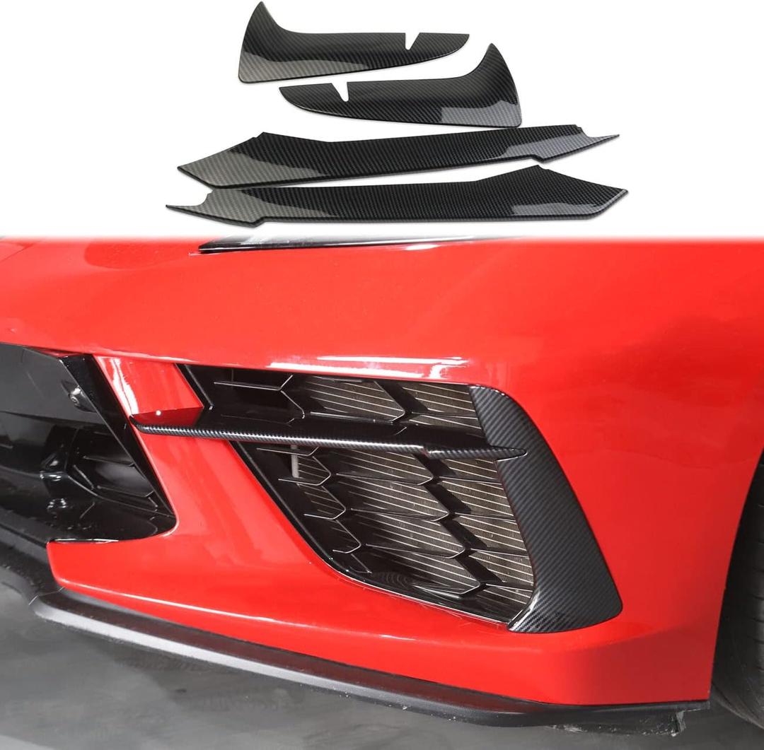 crosselec Carbon fiber Front Bumper Fog Light Lamp Trims For Chevrolet Corvette C8 2020-2025