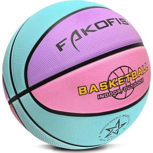 Youth Basketball Size 5 (27.5") Premium Rubber Kids Basketball Size 3/4(22/25.5") for Boys Girls Age 3-14 Indoor Outdoor Pool Play (Gift for Children) (blue pink purple)