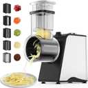 Electric Cheese Grater, 250W Automatic Slicer Shredder Salad Shooter with 5 Blades for Block Cheeses, Salads, Vegetables, Potato, Pizza, 5 in 1 Vegetable Cutter for Kitchen, Cooking (Standard)