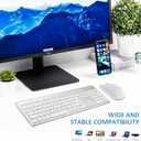 Wireless Keyboard and Mouse Combo, GALENMORO Ergonomic USB Full Size Silent Keyboard with Number pad for Windows macOS Computer Desktop PC Laptop - Silver White