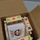 Montessori Learning and Educational Toys Gifts for Kids 3 4 5 Years, Wooden Reading Blocks Toys, Learning Activities for Preschool Kindergarten, Turning Rotating Matching Flash Card Games