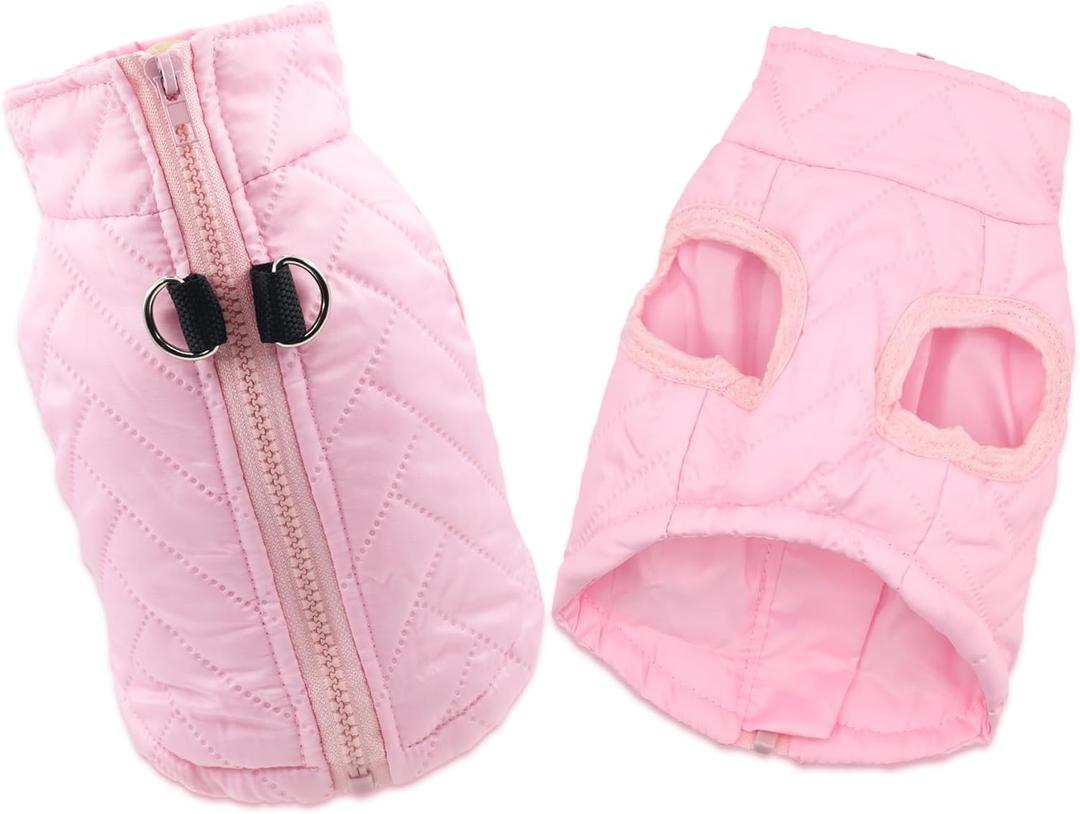 Small Dog Coats Winter Warm Dog Jackets Puppy Cold Weather Coat Pet Clothes for Small Dogs (Medium (5.5-8.8lb), Pink)