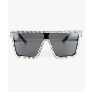 Oversized Square Sunglasses For Women Men Bling Rhinestone Flat Top Shades