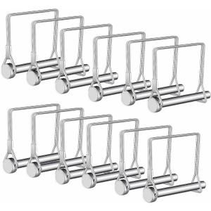 Trailer Pin,SpzcdZa 12pcs Square Pto Pin Shaft Locking Pin 1/4 pin Hitch pin Wire Lock Pin Safety Coupler Pin 1/4" x 2-3/4"for PTO,Farm,Lawn,Hitches,and Garden(Silver)