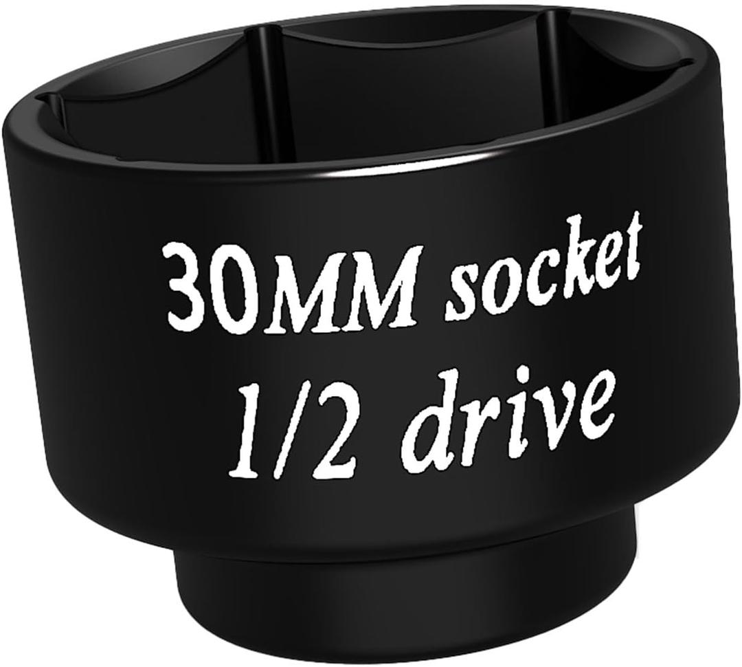 1/2 drive 30mm socket Impact removal axle nut 6 Point, for pulley and semi brake caliper retaining bolts Toyota 3VZ oil cooler Camry LE 4 cylinder the spark plug nuts Lawn Mower blades bolts (Black)