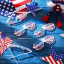 4th of July American Flag Shutter Glasses, USA Patriotic Sunglasses Eyewear Independence Day Party Prop Decorations (White)