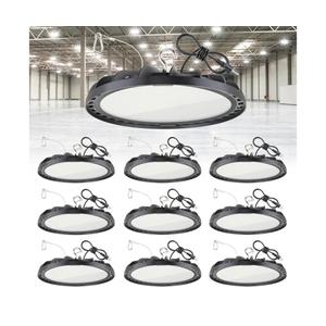 kadision 10-Pack LED High Bay Lights 150W 21000LM 5000K IP65, 5ft Cable with Plug 120V Commercial UFO High Bay LED Shop Light for Garage Warehouse, ETL Listed