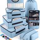 Veken 8 Set Packing Cubes for Travel Essentials, Suitcase Organizer Bags in 4 Sizes, Carry-On Luggage Accessories with Large Laundry & Hanging Toiletry Bag, Must-Have for Airplane, Road Trip & Camping
