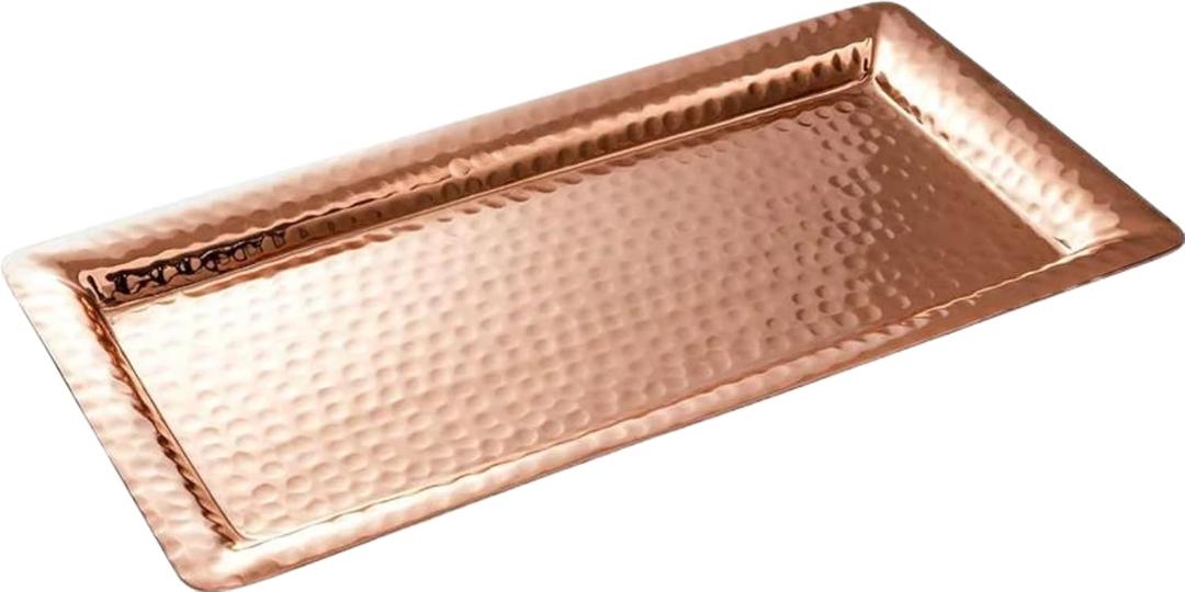 Monarch Abode Hand Hammered Metal Serving Tray, 12-Inch Copper Plated  Rectangle Serving Platter, Small Serving Tray for Party, Fruit Platter, Dessert Trays, Serving Dishes