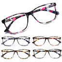 Fetrrc Ladies Reading Glasses Blue Light Blocking Spring Hinge Fashion Pattern Print Eyeglasses for Women,+2.5