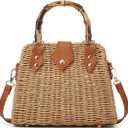 Straw Beach Handbags for Women Rattan Woven Crossbody Shoulder Purse Small Totes Summer Vacation Wicker Clutch