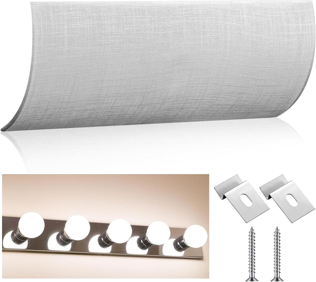 Geelin Moderne Vanity Light Cover Conversion Kit 26" W White Textured Fabric Bathroom Light Cover Shade DIY Lampshade (No Wiring) Stylish for Home Apartments Condo Residences