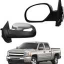 Dasbecan Driver Side Mirror Compatible with 2007-2013 Chevy Silverado, GMC Sierra Yukon Left Mirror w/Power Glass, Heated, Manual Folding, Chrome Cover Replace# GM1320340 (5pins)